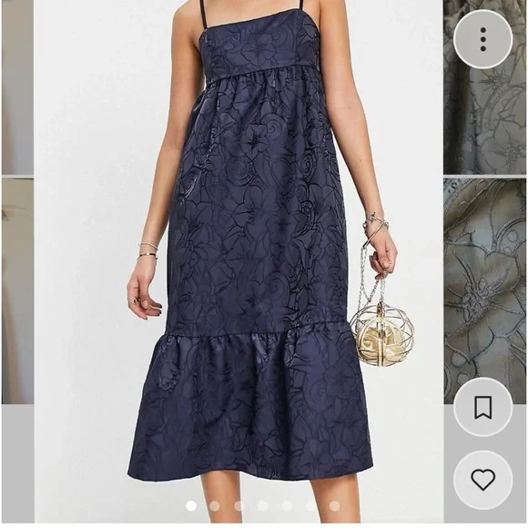 Topshop | Dresses | Topshop Jacquard Slip Dress In Navybrand 